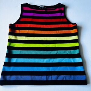 Vintage World Republic Silk Blend Rainbow Knit Tank Top M